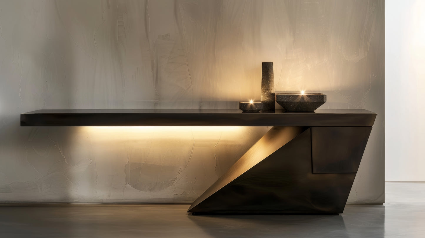 Black Metal Coffee Table with Lighting